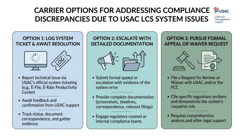 Three compliance options carriers have when facing rate field discrepancies: amended claims, eat exposure, or retrospective audit workflow